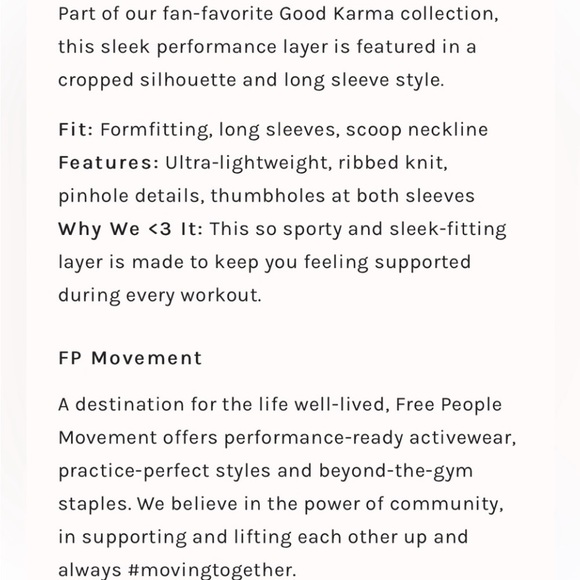 Free People Good Karma Crop Long Sleeve Layer Top In White Size-M/L NWOT - Picture 7 of 16